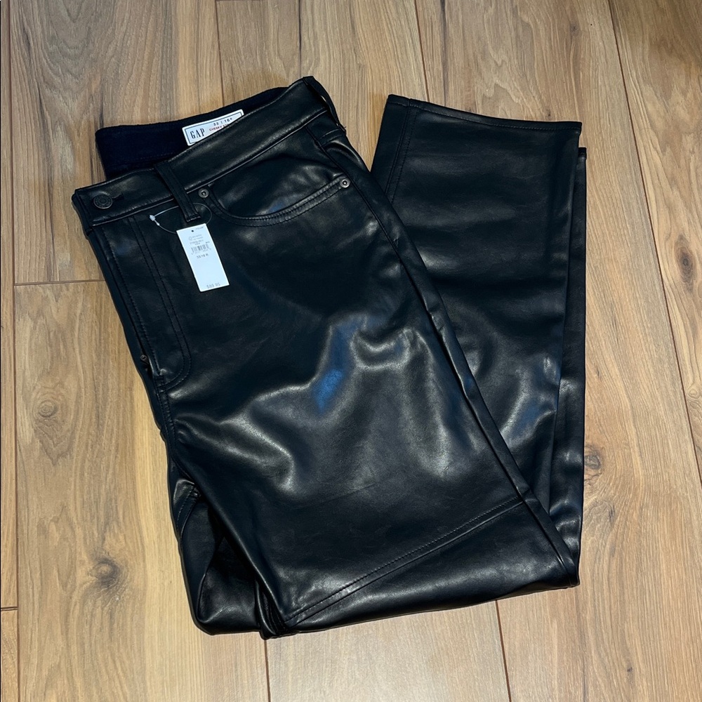 High Rise Straight Faux Leather Pants - NWT
